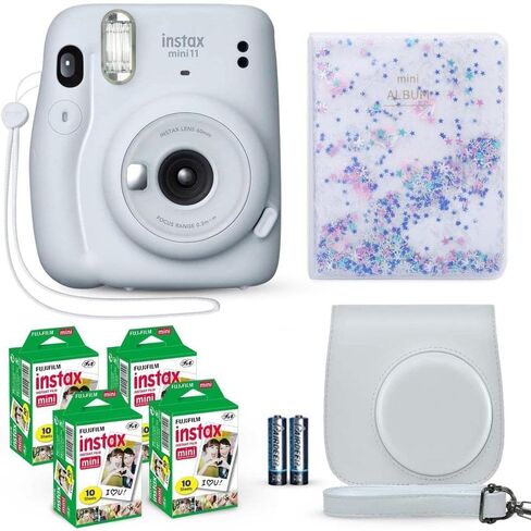 Fujifilm Instax Mini 11 Instant Camera Blush Pink + Fuji Film Value Pack (40 Sheets) + Shutter Accessories Bundle, Incl. Compatible Carrying Case, Quicksand Beads Photo Album 64 Pockets in Saudi Arabia