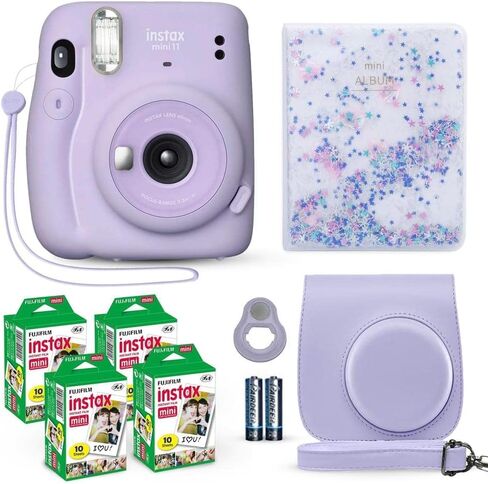 Fujifilm Instax Mini 11 Instant Camera Blush Pink + Fuji Film Value Pack (40 Sheets) + Shutter Accessories Bundle, Incl. Compatible Carrying Case, Quicksand Beads Photo Album 64 Pockets in Saudi Arabia