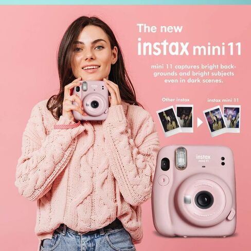 Fujifilm Instax Mini 11 Instant Camera Blush Pink + Fuji Film Value Pack (40 Sheets) + Shutter Accessories Bundle, Incl. Compatible Carrying Case, Quicksand Beads Photo Album 64 Pockets in Saudi Arabia