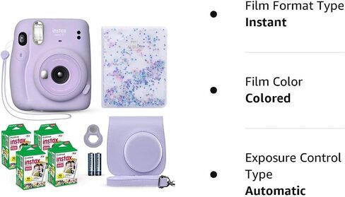 Fujifilm Instax Mini 11 Instant Camera Blush Pink + Fuji Film Value Pack (40 Sheets) + Shutter Accessories Bundle, Incl. Compatible Carrying Case, Quicksand Beads Photo Album 64 Pockets in Saudi Arabia