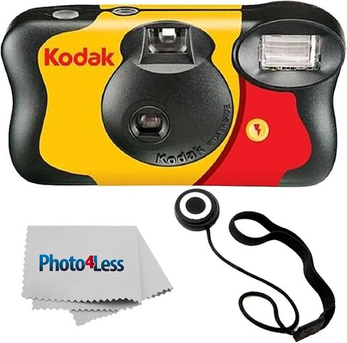 Kodak Fun Saver Single Use Camera / 27 Exp Roll + Hand Strap + Cloth in Kuwait