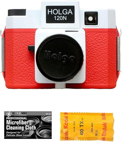 Holga 120N Medium Format Film Camera (White) with Kodak TX 120 Film Bundle and Microfiber Cloth in Saudi Arabia