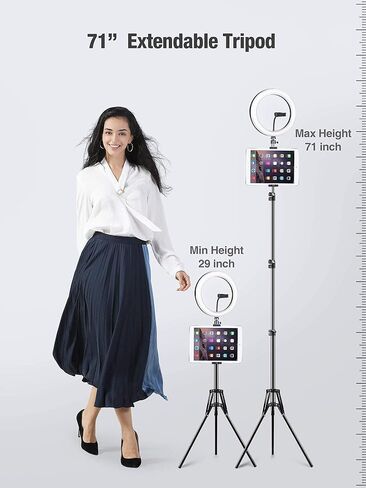 Elitehood 12’’ Ring Light with Tripod Stand (72’’ Tall) & iPad/Phone Holder, Dimmable Selfie Circle LED Lights Ringlight for Video Recording, Conference, Makeup, Laptop, Computer, Webcam, YouTube in Kuwait