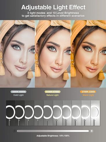 Elitehood 12’’ Ring Light with Tripod Stand (72’’ Tall) & iPad/Phone Holder, Dimmable Selfie Circle LED Lights Ringlight for Video Recording, Conference, Makeup, Laptop, Computer, Webcam, YouTube in Kuwait