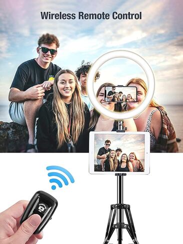 Elitehood 12’’ Ring Light with Tripod Stand (72’’ Tall) & iPad/Phone Holder, Dimmable Selfie Circle LED Lights Ringlight for Video Recording, Conference, Makeup, Laptop, Computer, Webcam, YouTube in Kuwait
