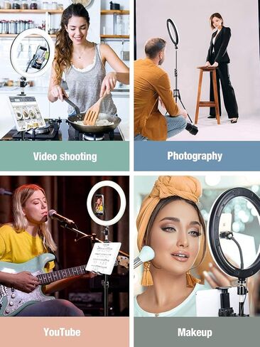 Elitehood 12’’ Ring Light with Tripod Stand (72’’ Tall) & iPad/Phone Holder, Dimmable Selfie Circle LED Lights Ringlight for Video Recording, Conference, Makeup, Laptop, Computer, Webcam, YouTube in Kuwait