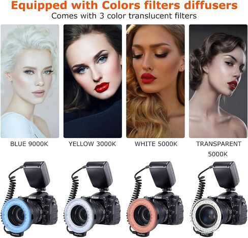 Digital Nc 48 Macro LED Ring Light & Ring Flash with LCD Display Compatible with Nikon, Canon, Sony, Panasonic, Leica, Fujifilm, Pentax & Olympus DSLR's in Saudi Arabia