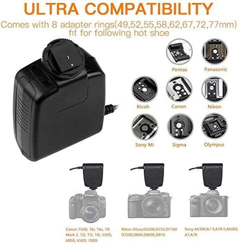 Digital Nc 48 Macro LED Ring Light & Ring Flash with LCD Display Compatible with Nikon, Canon, Sony, Panasonic, Leica, Fujifilm, Pentax & Olympus DSLR's in Saudi Arabia