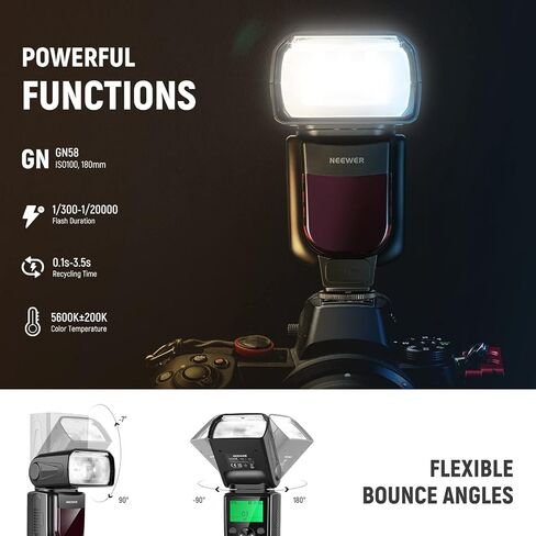NEEWER Upgraded NW645II-N TTL Flash Speedlite, GN58 HSS Optical Slave Rear Curtain Sync Compatible with D4 D5 D6 D90 D750 D780 D800 D810 D850 D3500 D5300 D7500 Z9 Zfc Z50 Z5 Z6 Z7 Z6II Z7II in Saudi Arabia