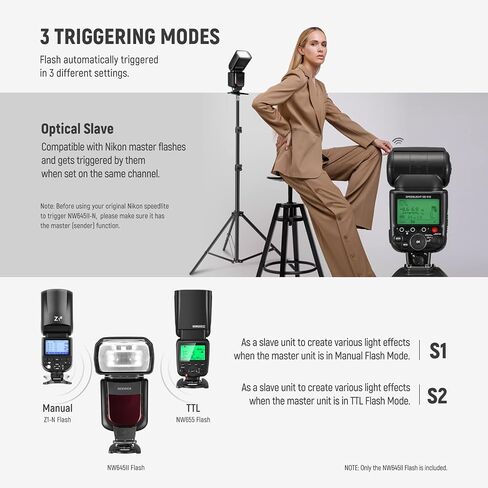 NEEWER Upgraded NW645II-N TTL Flash Speedlite, GN58 HSS Optical Slave Rear Curtain Sync Compatible with D4 D5 D6 D90 D750 D780 D800 D810 D850 D3500 D5300 D7500 Z9 Zfc Z50 Z5 Z6 Z7 Z6II Z7II in Saudi Arabia