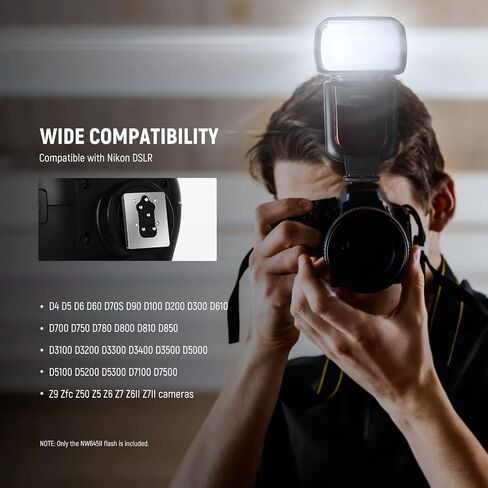 NEEWER Upgraded NW645II-N TTL Flash Speedlite, GN58 HSS Optical Slave Rear Curtain Sync Compatible with D4 D5 D6 D90 D750 D780 D800 D810 D850 D3500 D5300 D7500 Z9 Zfc Z50 Z5 Z6 Z7 Z6II Z7II in Saudi Arabia