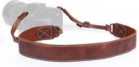 MegaGear Sierra Genuine Full-Grain Leather Camera Strap — Vintage Shoulder & Neck Strap for Canon, Sony, Fuji, Leica, Nikon, Olympus DSLR & Mirrorless — 39-47 in Adjustable, Hand-Stitched, Black in Saudi Arabia