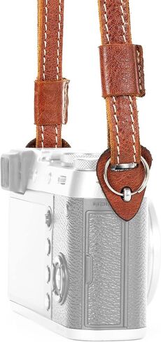 MegaGear Sierra Genuine Full-Grain Leather Camera Strap — Vintage Shoulder & Neck Strap for Canon, Sony, Fuji, Leica, Nikon, Olympus DSLR & Mirrorless — 39-47 in Adjustable, Hand-Stitched, Black in Saudi Arabia