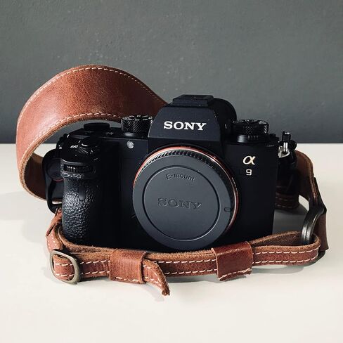 MegaGear Sierra Genuine Full-Grain Leather Camera Strap — Vintage Shoulder & Neck Strap for Canon, Sony, Fuji, Leica, Nikon, Olympus DSLR & Mirrorless — 39-47 in Adjustable, Hand-Stitched, Black in Saudi Arabia