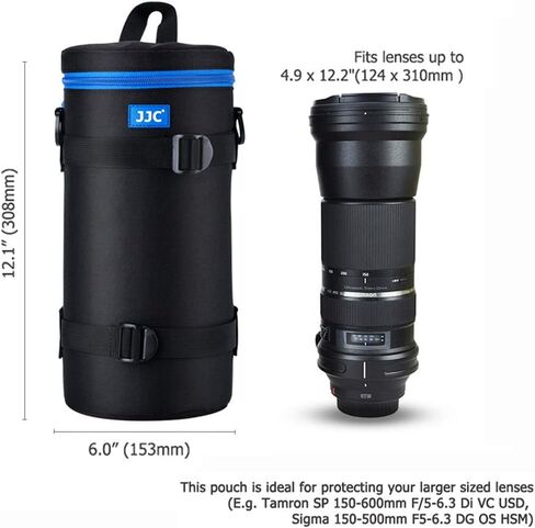 JJC Camera Lens Pouch Case for Canon RF 800mm f11 Tamron SP 150-600mm Sigma 150-600mm 150-500mm Nikon Nikkor AF-S 200-500mm & More, Zipper Polyester Lens Protective Bag Interior Size 4.9x11.4" in Saudi Arabia