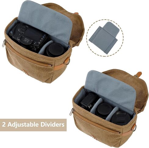 BAGSMART Canvas Crossbody Camera Bag with Rain Cover for Women Men, Black | SLR DSLR Camera Case, Compact Camera Shoulder Bag in Saudi Arabia