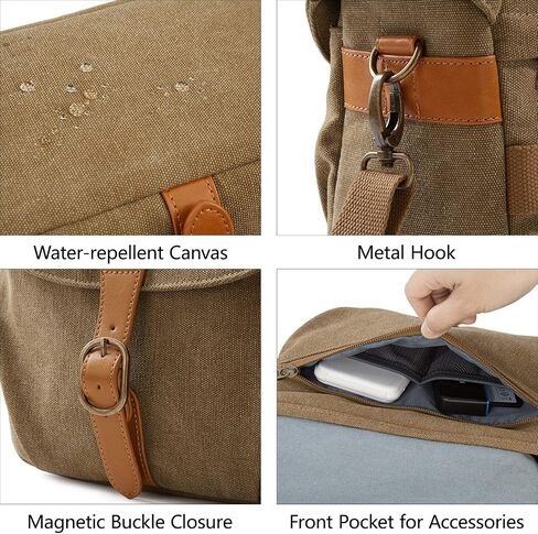 BAGSMART Canvas Crossbody Camera Bag with Rain Cover for Women Men, Black | SLR DSLR Camera Case, Compact Camera Shoulder Bag in Saudi Arabia