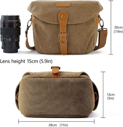 BAGSMART Canvas Crossbody Camera Bag with Rain Cover for Women Men, Black | SLR DSLR Camera Case, Compact Camera Shoulder Bag in Saudi Arabia