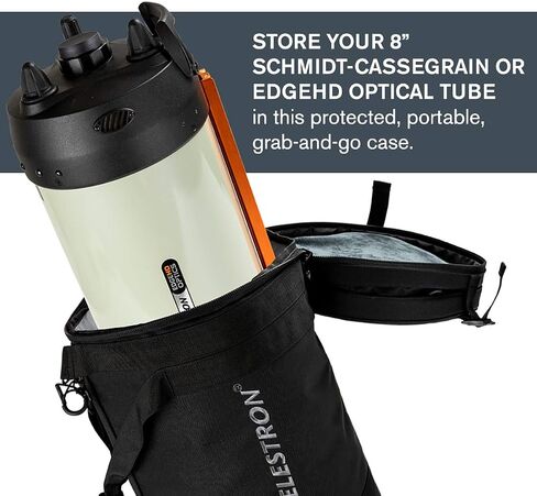 Celestron 94026 Telescope Bag for 8" Schmidt Cassegrain and EdgeHD Optical Tubes – Water-Resistant and Durable Carry Case with Protective Walls, Accessory Pocket and Padded Strap, Black in Saudi Arabia