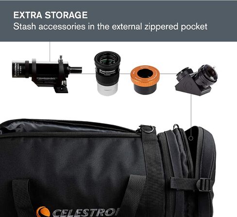 Celestron 94026 Telescope Bag for 8" Schmidt Cassegrain and EdgeHD Optical Tubes – Water-Resistant and Durable Carry Case with Protective Walls, Accessory Pocket and Padded Strap, Black in Saudi Arabia