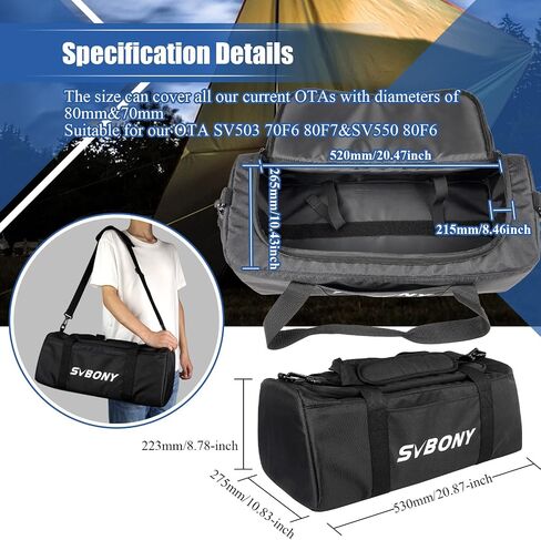SVBONY SV212 Multipurpose Telescope Bag, Shock-Absorbing Telescope Case with Adjustable Shoulder Strap and Hand-Carry Strap for Optical Tubes Accessories in Saudi Arabia