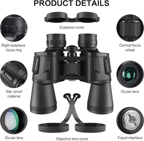 20x50 High Power Binoculars for Adults, Military Compact HD Professional/Daily Waterproof Binoculars Telescope for Bird Watching Travel Hunting Football Games Stargazing with Carrying Case and Strap in Saudi Arabia