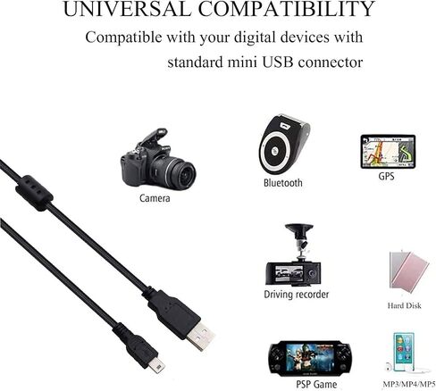 UC-E4 UC-E15 UC-E19 USB Cable Photo Transfer Cord Compatible with Nikon Digital SLR DSLR D600 D610 D7000 D3S D300S D3000 D3X D90 D700 D60 D3 D300 D40X D40 and More (1.5m/Black) in Saudi Arabia