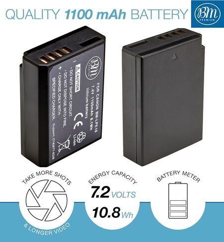 BM Premium Battery Grip Kit for Canon EOS Rebel T3, T5, T6, 1100D, 1200D, 1300D Digital Camera - Includes Qty 2 LP-10 Batteries + 1100DN Battery Grip Replacement in Saudi Arabia