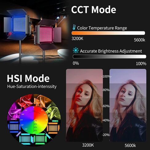 GVM RGB LED Video Light with Bluetooth Control, 880RS 60W Photography Lighting kit Dimmable LED Panel with LCD Screen, 3 Packs Studio Light for YouTube, Streaming, Gaming, 8 Applicable Scenes, CRI97 in Kuwait