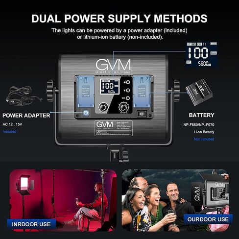 GVM RGB LED Video Light with Bluetooth Control, 880RS 60W Photography Lighting kit Dimmable LED Panel with LCD Screen, 3 Packs Studio Light for YouTube, Streaming, Gaming, 8 Applicable Scenes, CRI97 in Kuwait