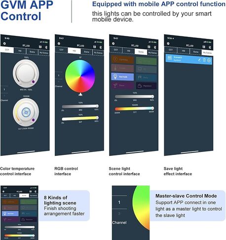 GVM RGB LED Video Light with Bluetooth Control, 880RS 60W Photography Lighting kit Dimmable LED Panel with LCD Screen, 3 Packs Studio Light for YouTube, Streaming, Gaming, 8 Applicable Scenes, CRI97 in Kuwait