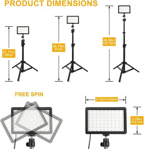 3 Packs 70 LED Video Light with Adjustable Tripod Stand/Color Filters, Obeamiu 5600K USB Studio Lighting Kit for Tablet/Low Angle Shooting, Collection Portrait YouTube Photography in Saudi Arabia