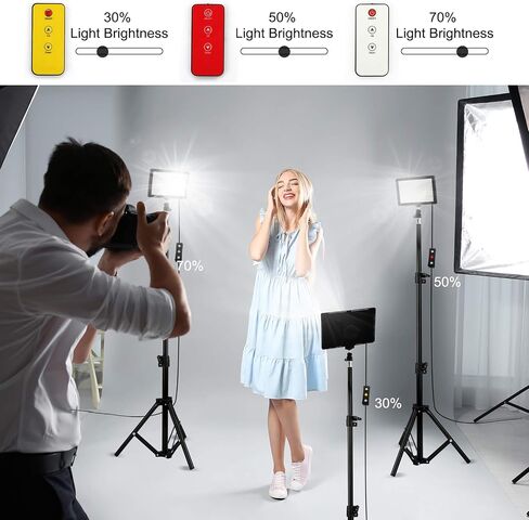 3 Packs 70 LED Video Light with Adjustable Tripod Stand/Color Filters, Obeamiu 5600K USB Studio Lighting Kit for Tablet/Low Angle Shooting, Collection Portrait YouTube Photography in Saudi Arabia
