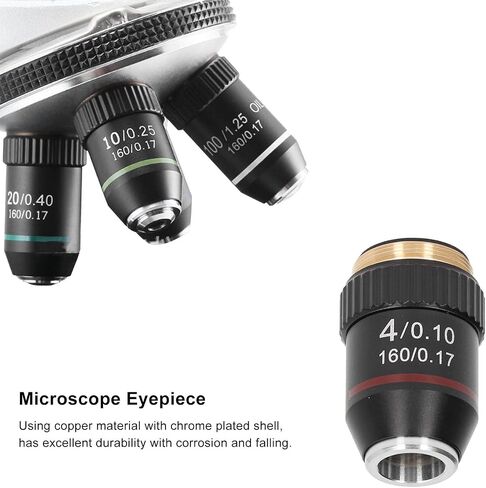Achromatic Objective Lens 10X High Power Microscope Lens 20.2mm Interface Standard RMS Microscope Eyepiece Replacement in Kuwait