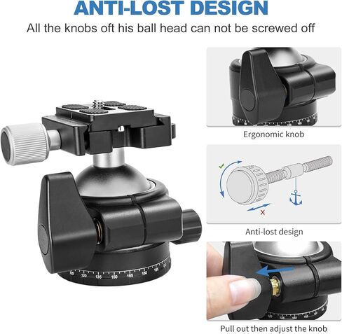 Ball Head Mount, CAVIX 36mm Ball Head Camera Tripod Head with 1/4“ Arca Swiss Quick Release Plate for Tripod, Monopod, DSLR, Camera,Load 33lb/15kg in Saudi Arabia