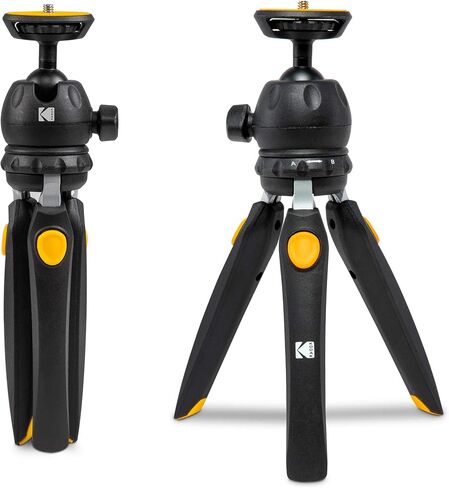 حامل ثلاثي القوائم صغير قابل للتعديل من KODAK PhotoGear مع جهاز تحكم عن بعد، رأس كروي 360 درجة، حامل ثلاثي القوائم صغير الحجم مقاس 9 بوصات، عصا سيلفي مقاس 11 بوصة، أرجل بخمسة أوضاع، أقدام مطاطية، محولات كاميرا الهاتف الذكي والكاميرا، يتضمن الدليل الإلكترو in Saudi Arabia