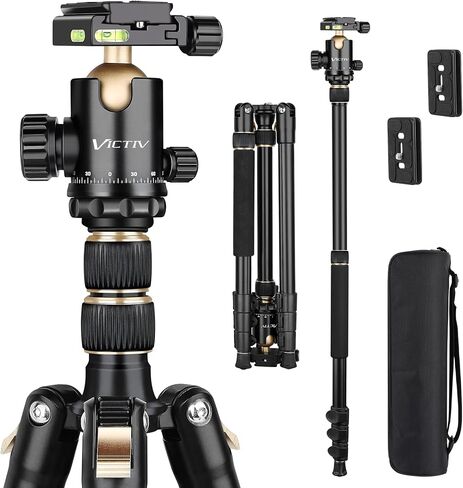 78" Porfessional Tripod for Camera & Phone, Victiv Aluminum Tripod Monopod | Heavy Duty Tripod for DSLR, Spotting Scope,Telescope, Binoculars, Compact Camera Stand for Photography Video Recording Travel in Saudi Arabia