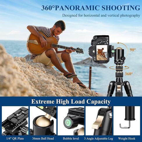 78" Porfessional Tripod for Camera & Phone, Victiv Aluminum Tripod Monopod | Heavy Duty Tripod for DSLR, Spotting Scope,Telescope, Binoculars, Compact Camera Stand for Photography Video Recording Travel in Saudi Arabia