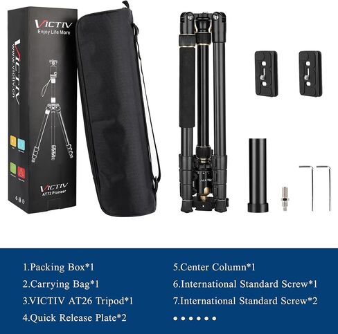 78" Porfessional Tripod for Camera & Phone, Victiv Aluminum Tripod Monopod | Heavy Duty Tripod for DSLR, Spotting Scope,Telescope, Binoculars, Compact Camera Stand for Photography Video Recording Travel in Saudi Arabia
