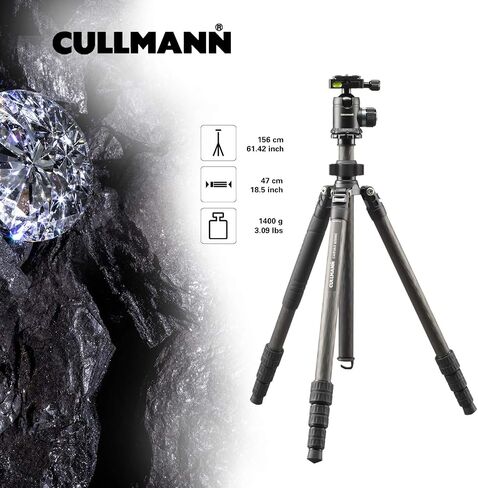 Cullmann - 56814 - Carvao 816TCS حامل ثلاثي القوائم للسفر مصنوع من الكربون (الحد الأقصى 70، 5 سم، حجم التعبئة 27سم، سعة الحمل 4 كجم، الوزن 445 جم) in Kuwait