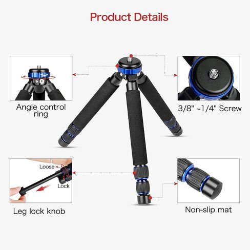 Koolehaoda Camera Mini Tripod, Lightweight Aluminum with 1/4" & 3/8" Screw | Desktop Tabletop Tripod Stand for DSLR Camera, Video Recorder, Cell Phone, Compact Portable Aluminum Alloy Design in Saudi Arabia