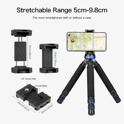 Koolehaoda Camera Mini Tripod, Lightweight Aluminum with 1/4" & 3/8" Screw | Desktop Tabletop Tripod Stand for DSLR Camera, Video Recorder, Cell Phone, Compact Portable Aluminum Alloy Design in Saudi Arabia