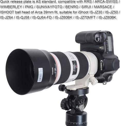 iShoot طوق عدسة معدني محسن ثلاثي القوائم ، لعدسة كانون EF 70-200mm f/4L (is/is II) USM ، Canon EF 400mm f/5.6 L USM ، عدسة Canon EF 80-200mm f/2.8L ، لوحة تحرير سريع in Saudi Arabia