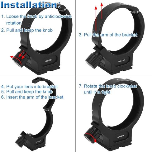 Haoge LMR-C347 Lens Collar Replacement Foot Tripod Mount Ring A II for Canon EF 300mm f/4L USM, EF 400mm f/5.6L USM, EF 70-200mm f/4L USM, EF 70-200mm f/4L is USM Lens Built-in Arca Type Plate in Saudi Arabia