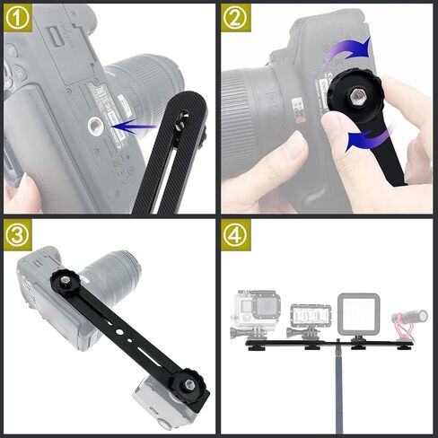 8"/20cm Dual Speedlite Camera Mount Tripod Bracket Flash Extension Bar,8" Dual Tripod Bracket for Camera,LED Video Light,DSLR Camera,Flash Light in Kuwait
