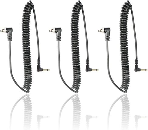 Foto&Tech 3.5 mm to Male Flash PC Sync Cable, 14 Inch Coiled Cord with Screw Lock, Compatible with Nikon Canon and Most DSLR Cameras PocketWizard Plus III Plus II Mini Phone PC1 (3 Pieces) in Saudi Arabia