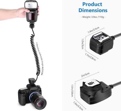 Neewer 4.2'/1.3m TTL Off Camera Flash Speedlite Cord compatible with Canon DSLR 800D/750D/700D/650D/600D/7D2/7D/6D2/6D/5D4/5D3/5D2/5DS/1D4/1D3/100D/80D/70D/60D Cameras in Saudi Arabia