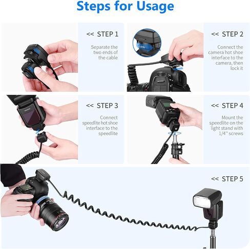 Neewer 4.2'/1.3m TTL Off Camera Flash Speedlite Cord compatible with Canon DSLR 800D/750D/700D/650D/600D/7D2/7D/6D2/6D/5D4/5D3/5D2/5DS/1D4/1D3/100D/80D/70D/60D Cameras in Saudi Arabia