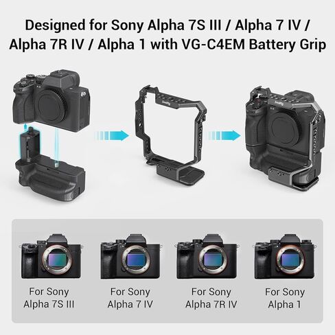 SmallRig Cage for Sony Alpha 7R V/Alpha 7 IV/Alpha 7S III/Alpha 7R IV/Alpha 1 with VG-C4EM Battery Grip - 3594 in Kuwait