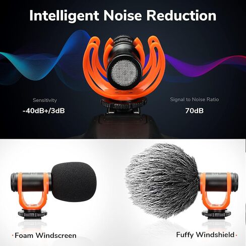 Camera Microphone, Shotgun Microphone Professional Super Cardioid Video Microphone with 10ft Extension Cable, Perfect for iPhone, Android Smartphones, Canon EOS, Nikon DSLR Cameras and Camcorders in Saudi Arabia